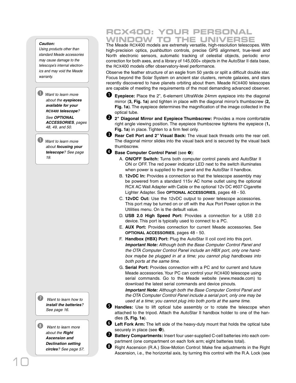 Rcx400: your personal window to the universe | Meade Instruments RCX400TM User Manual | Page 10 / 74