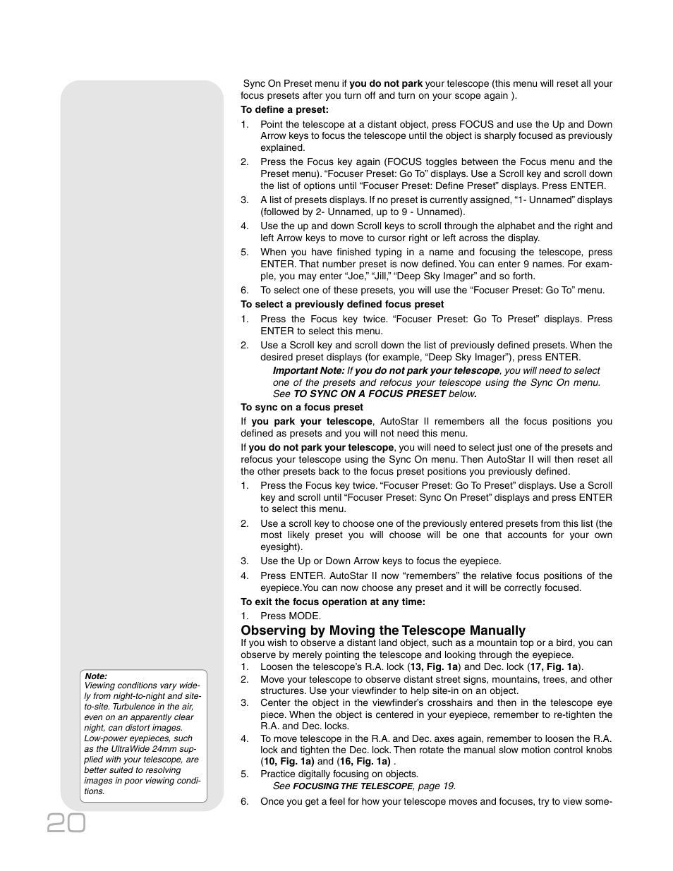 Observing by moving the telescope manually | Meade Instruments RCX400TM User Manual | Page 20 / 74