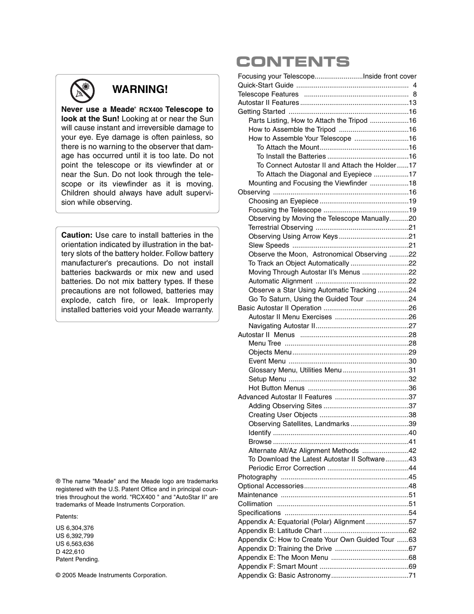 Meade Instruments RCX400TM User Manual | Page 3 / 74