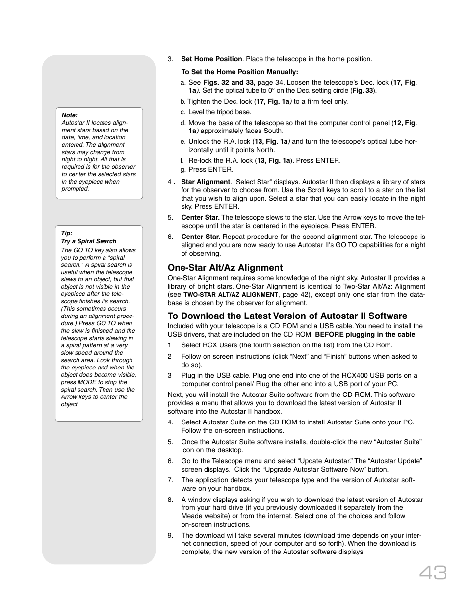 One-star alt/az alignment | Meade Instruments RCX400TM User Manual | Page 43 / 74