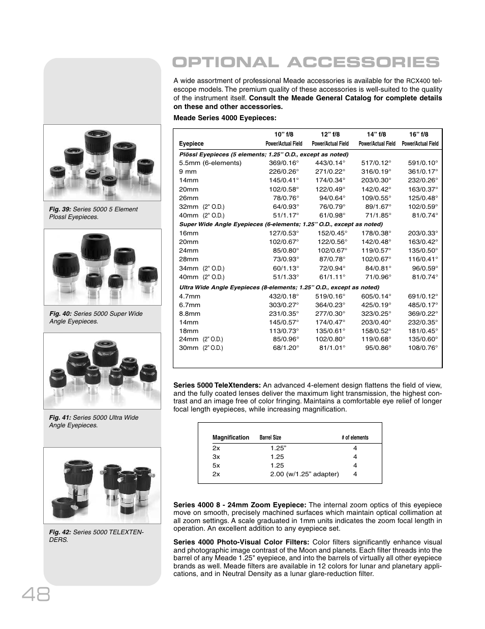 Optional accessories | Meade Instruments RCX400TM User Manual | Page 48 / 74