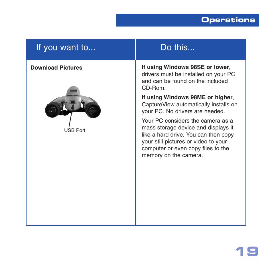 If you want to... do this | Meade Instruments CV-1 8 x 22 VGA User Manual | Page 19 / 28