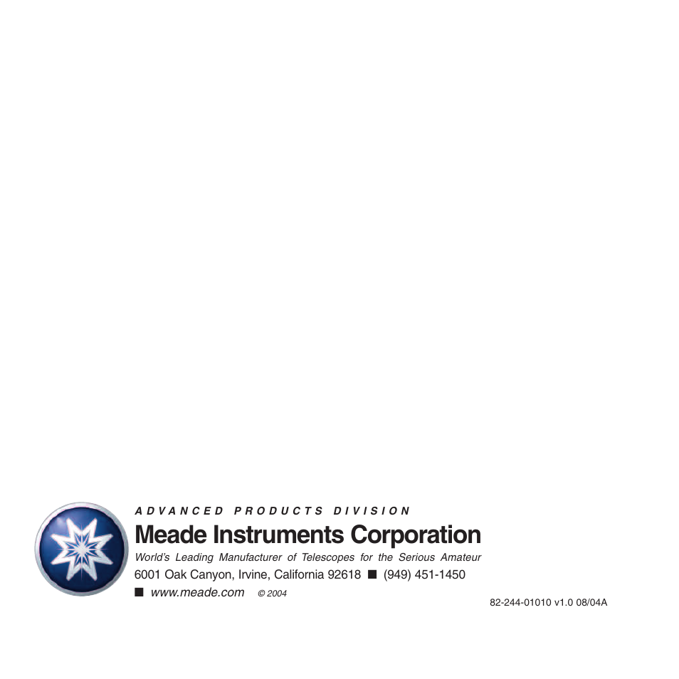 Meade instruments corporation | Meade Instruments CV-1 8 x 22 VGA User Manual | Page 28 / 28