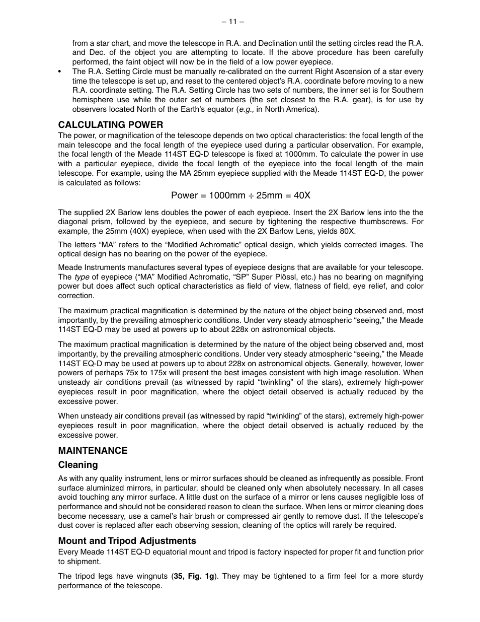 Meade Instruments 114ST EQ-D User Manual | Page 11 / 16