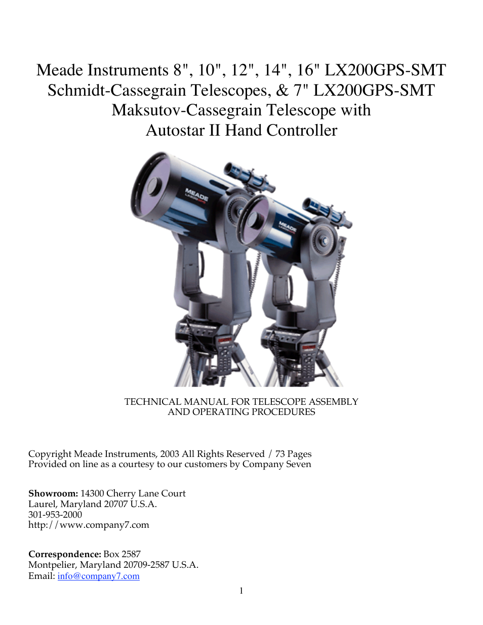 Meade Instruments LX200GPS-SMT User Manual | 73 pages