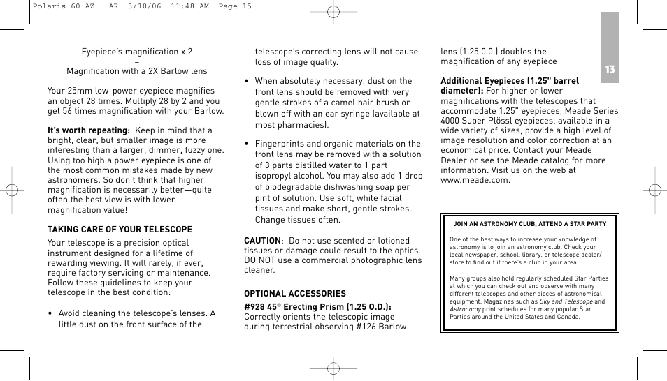 Meade Instruments 60AZ-AR User Manual | Page 15 / 20