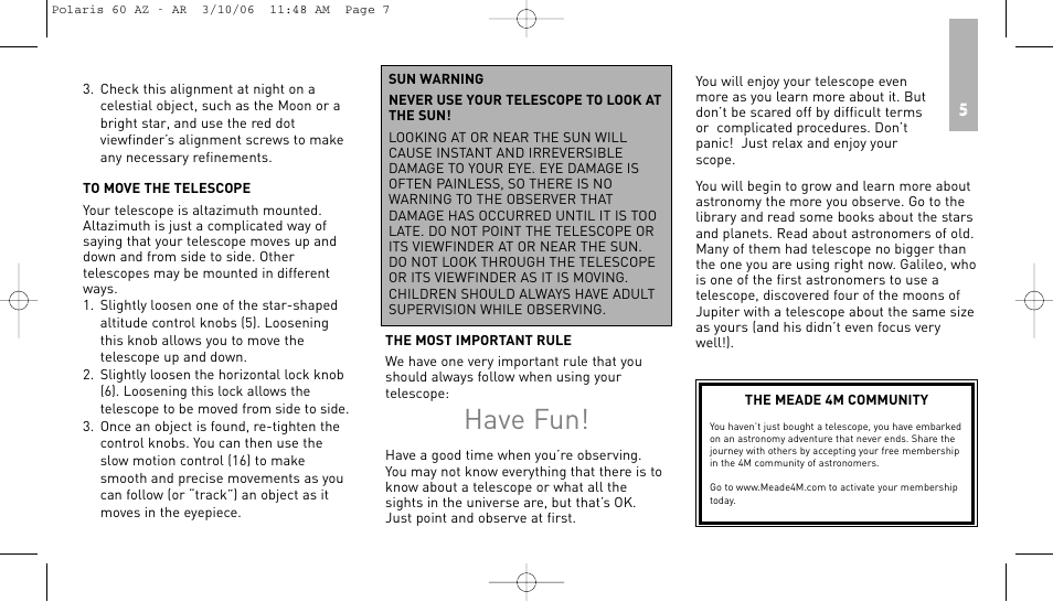 Have fun | Meade Instruments 60AZ-AR User Manual | Page 7 / 20