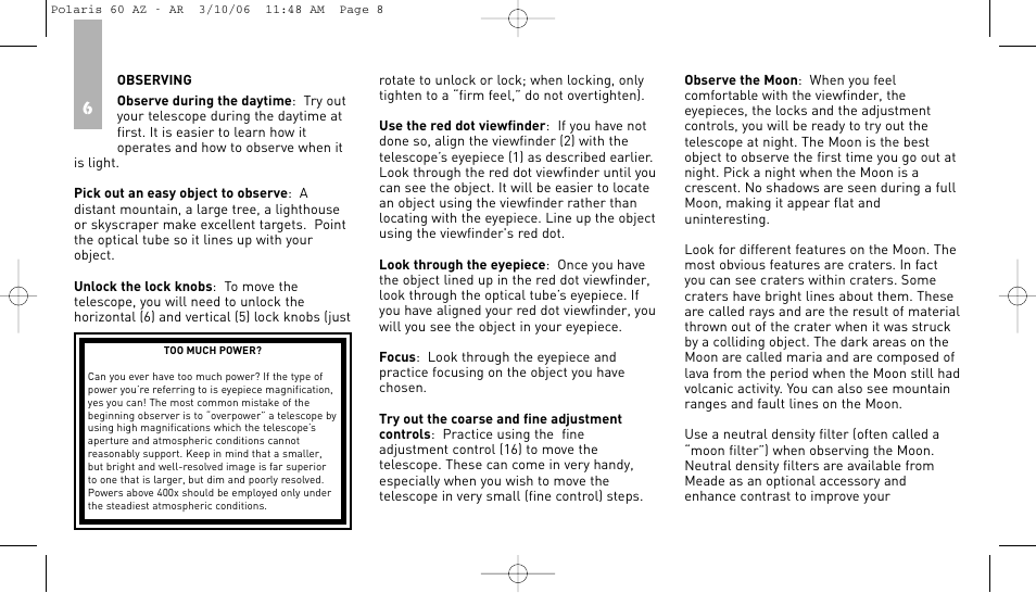 Meade Instruments 60AZ-AR User Manual | Page 8 / 20