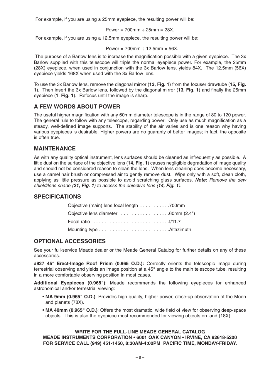 Meade Instruments 60 User Manual | Page 8 / 8