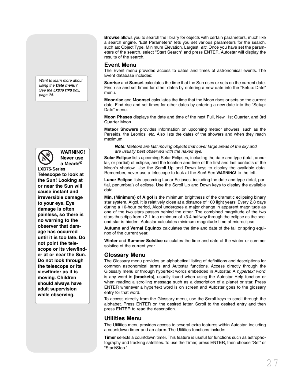 Meade Instruments LXD 75 User Manual | Page 27 / 68