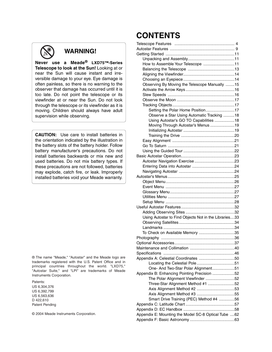 Meade Instruments LXD 75 User Manual | Page 3 / 68