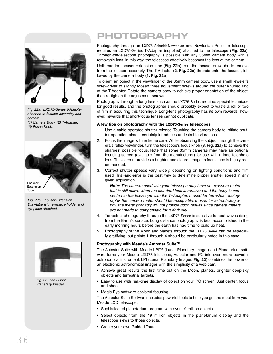 Photography b c d | Meade Instruments LXD 75 User Manual | Page 36 / 68