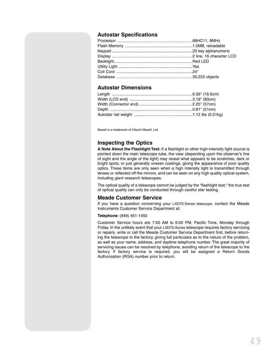 Meade Instruments LXD 75 User Manual | Page 49 / 68