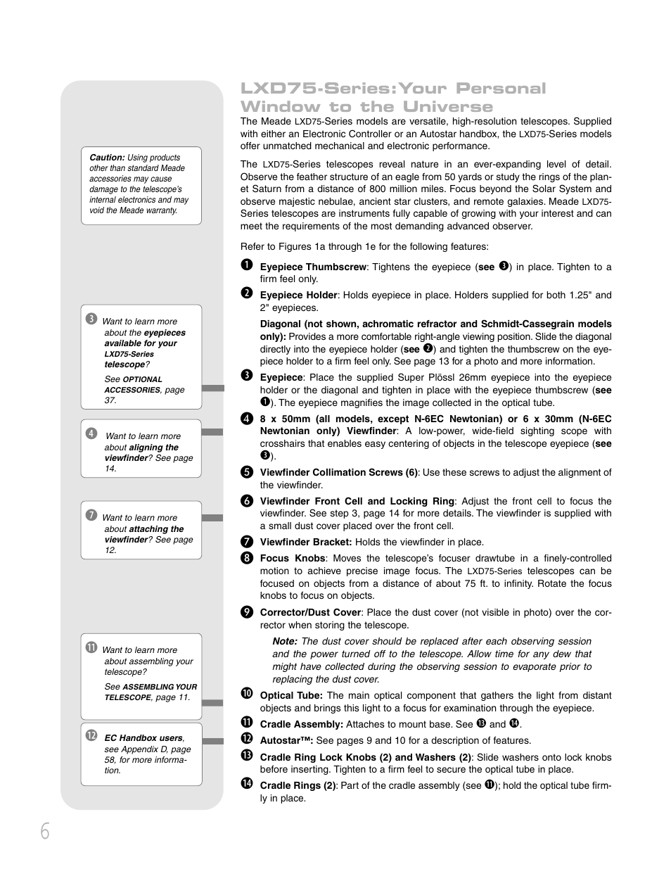 Lxd75-series:your personal window to the universe | Meade Instruments LXD 75 User Manual | Page 6 / 68