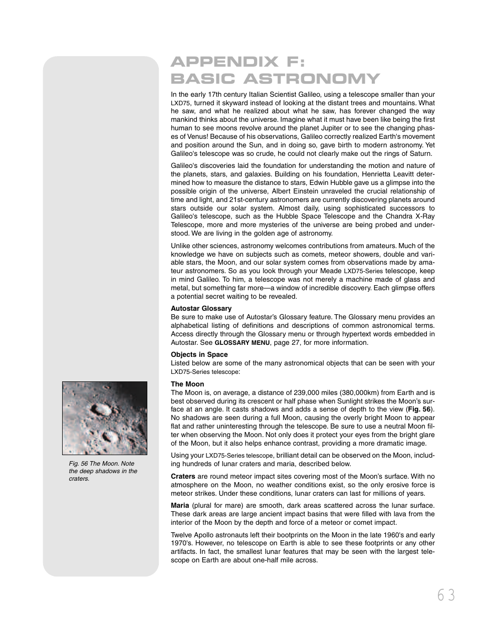 Appendix f: basic astronomy | Meade Instruments LXD 75 User Manual | Page 63 / 68