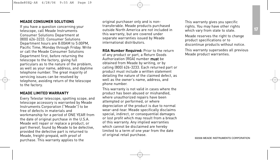 Meade Instruments 80EQ-AR User Manual | Page 18 / 22