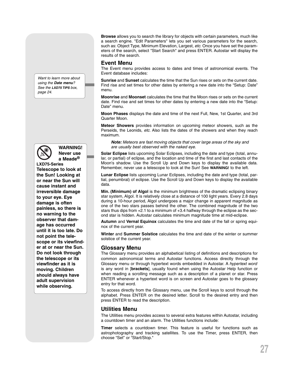 Meade Instruments LXD75 User Manual | Page 27 / 67