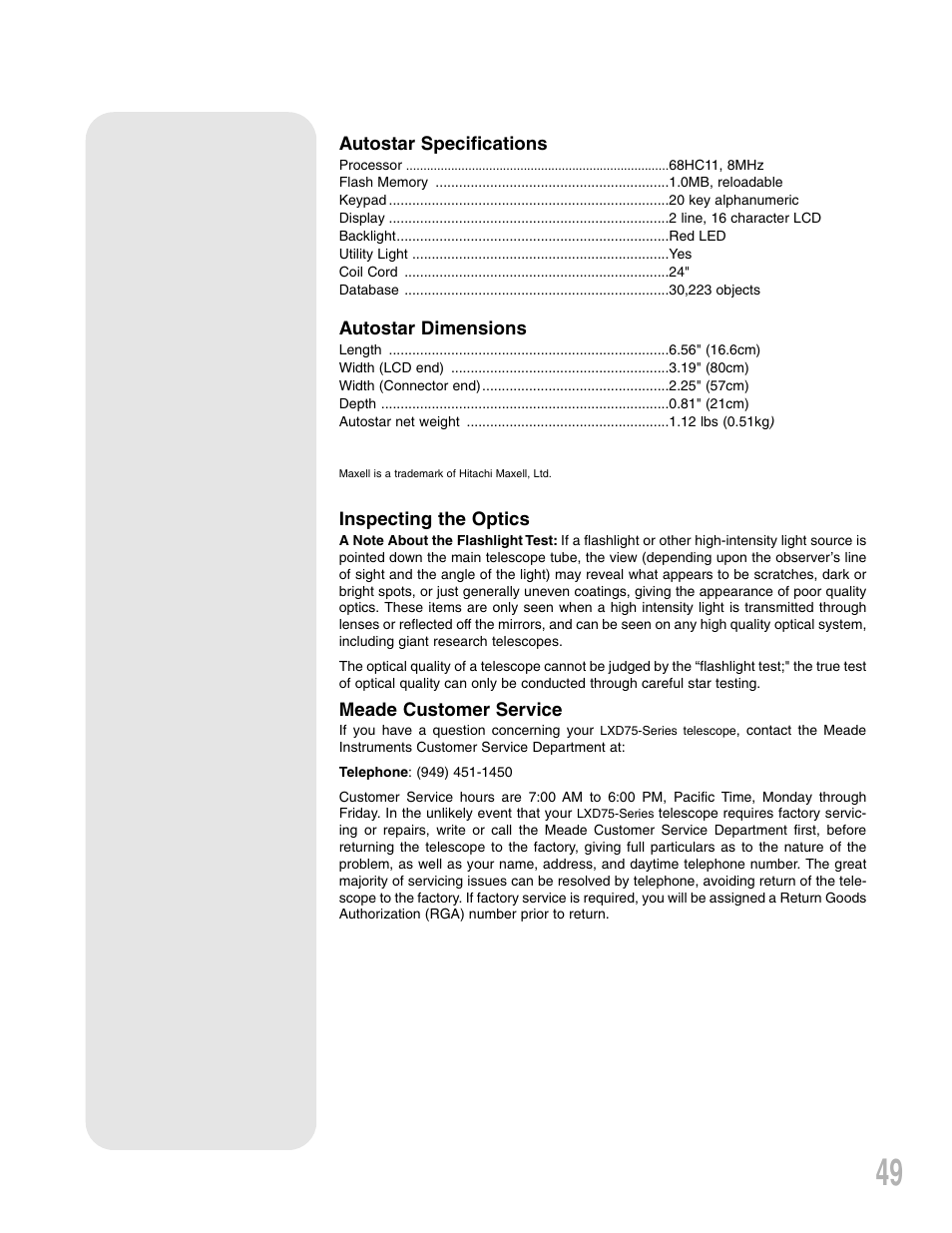 Meade Instruments LXD75 User Manual | Page 49 / 67