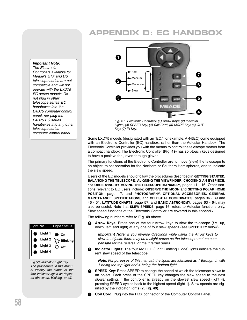 Appendix d: ec handbox | Meade Instruments LXD75 User Manual | Page 58 / 67