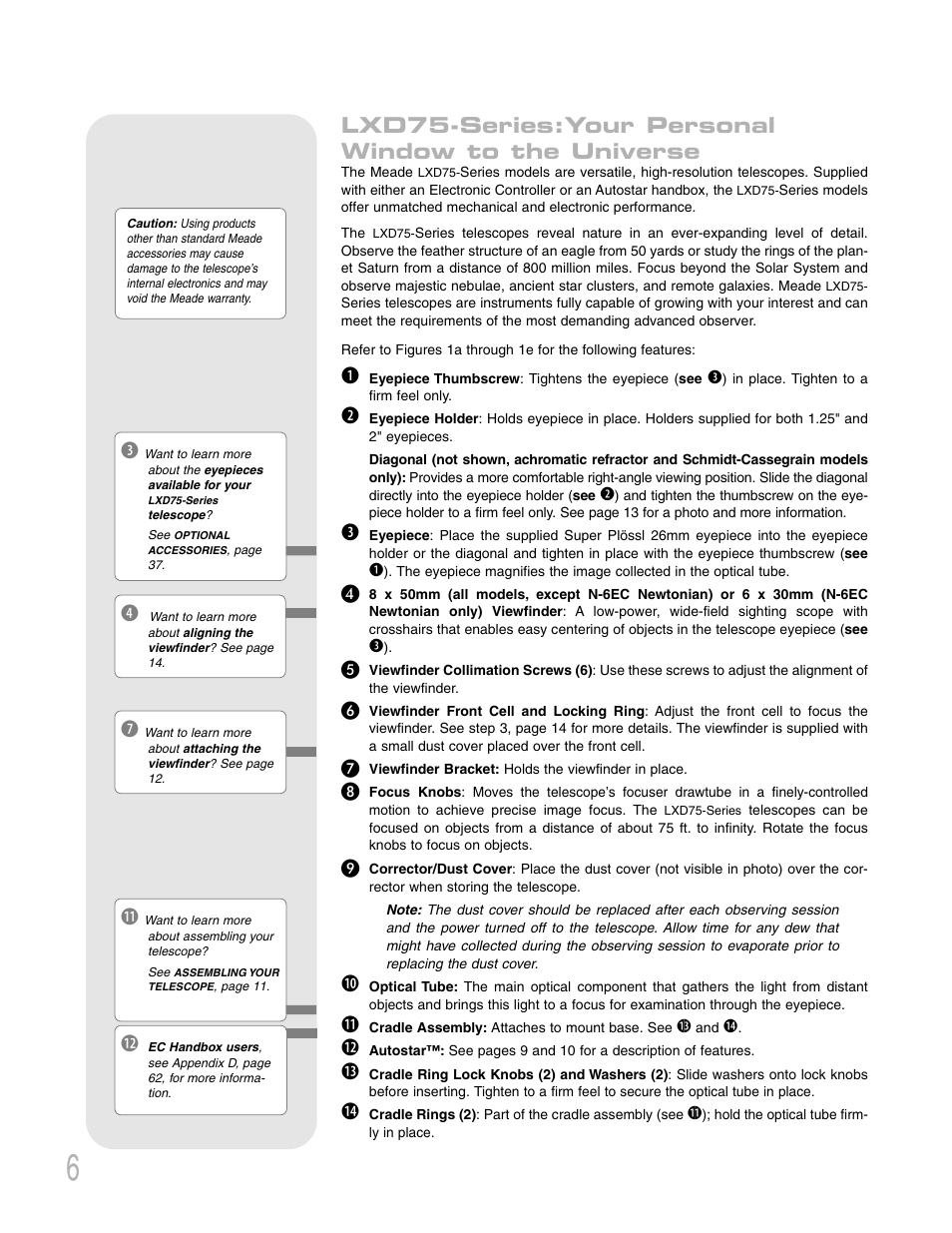 Lxd75-series:your personal window to the universe | Meade Instruments LXD75 User Manual | Page 6 / 67