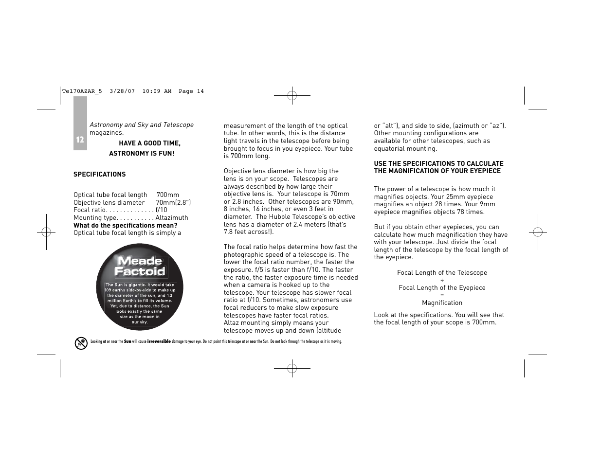 Meade Instruments 70AZ-AR User Manual | Page 14 / 20