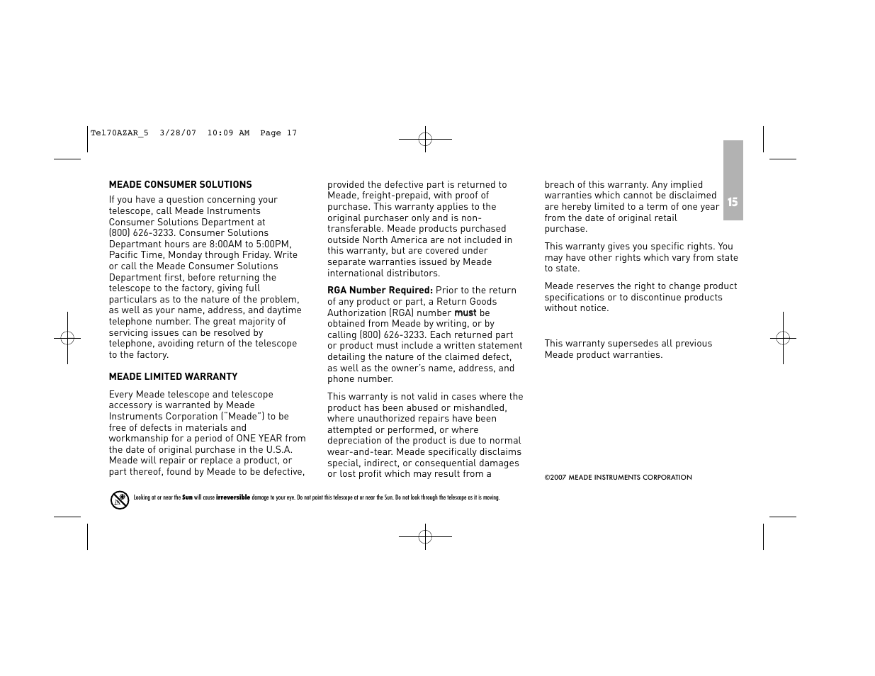 Meade Instruments 70AZ-AR User Manual | Page 17 / 20