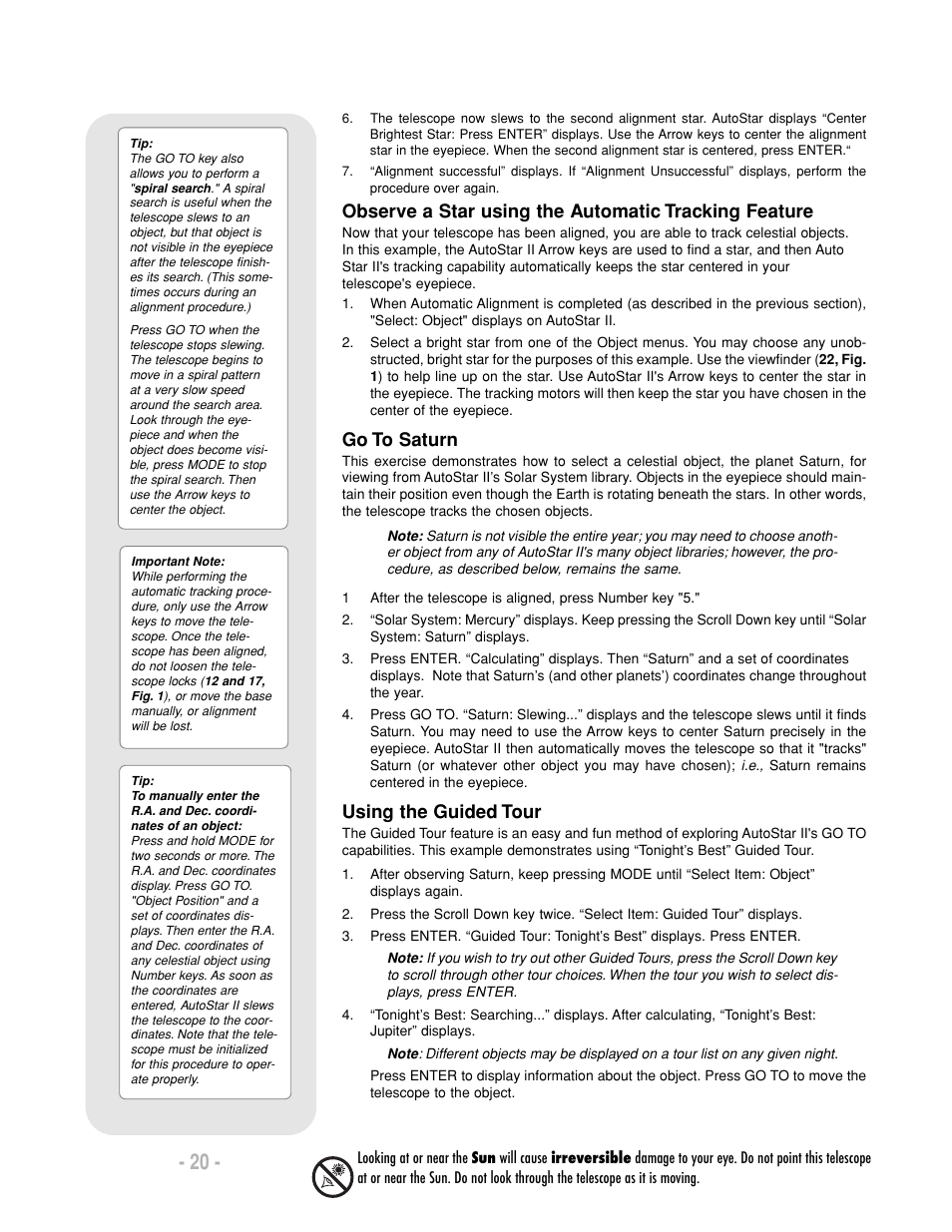 Go to saturn, Using the guided tour | Meade Instruments LX200-R User Manual | Page 20 / 76