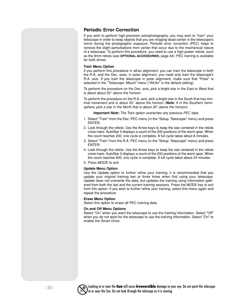 Periodic error correction | Meade Instruments LX200-R User Manual | Page 39 / 76