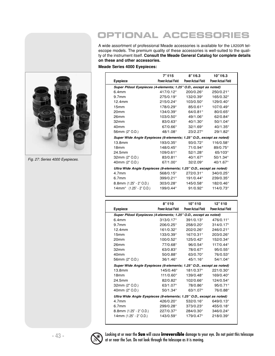 Optional accessories | Meade Instruments LX200-R User Manual | Page 43 / 76