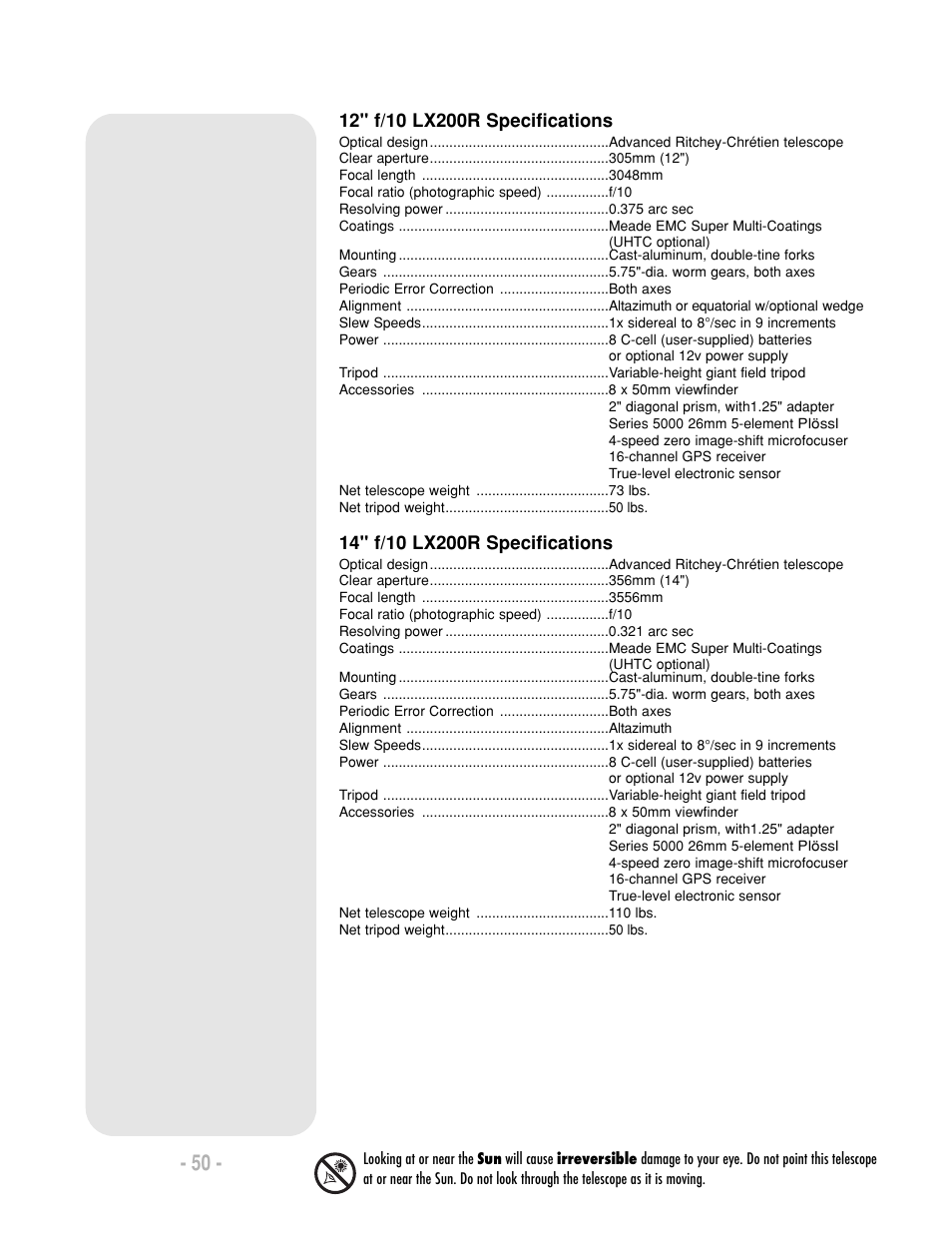 Meade Instruments LX200-R User Manual | Page 50 / 76