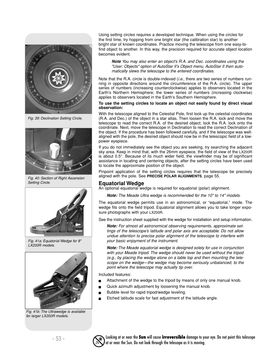 Equatorial wedge | Meade Instruments LX200-R User Manual | Page 53 / 76