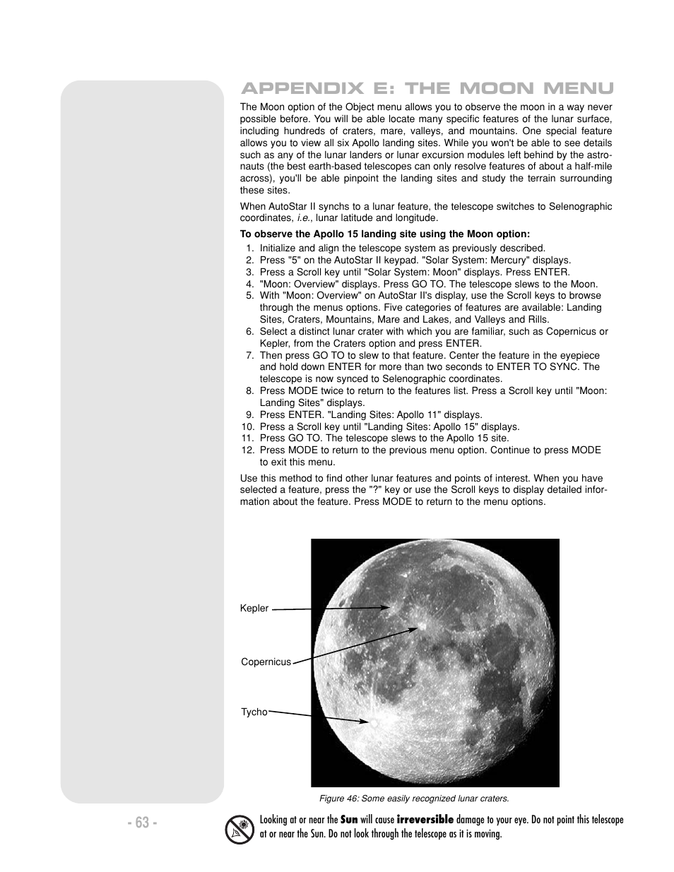 Appendix e: the moon menu | Meade Instruments LX200-R User Manual | Page 63 / 76