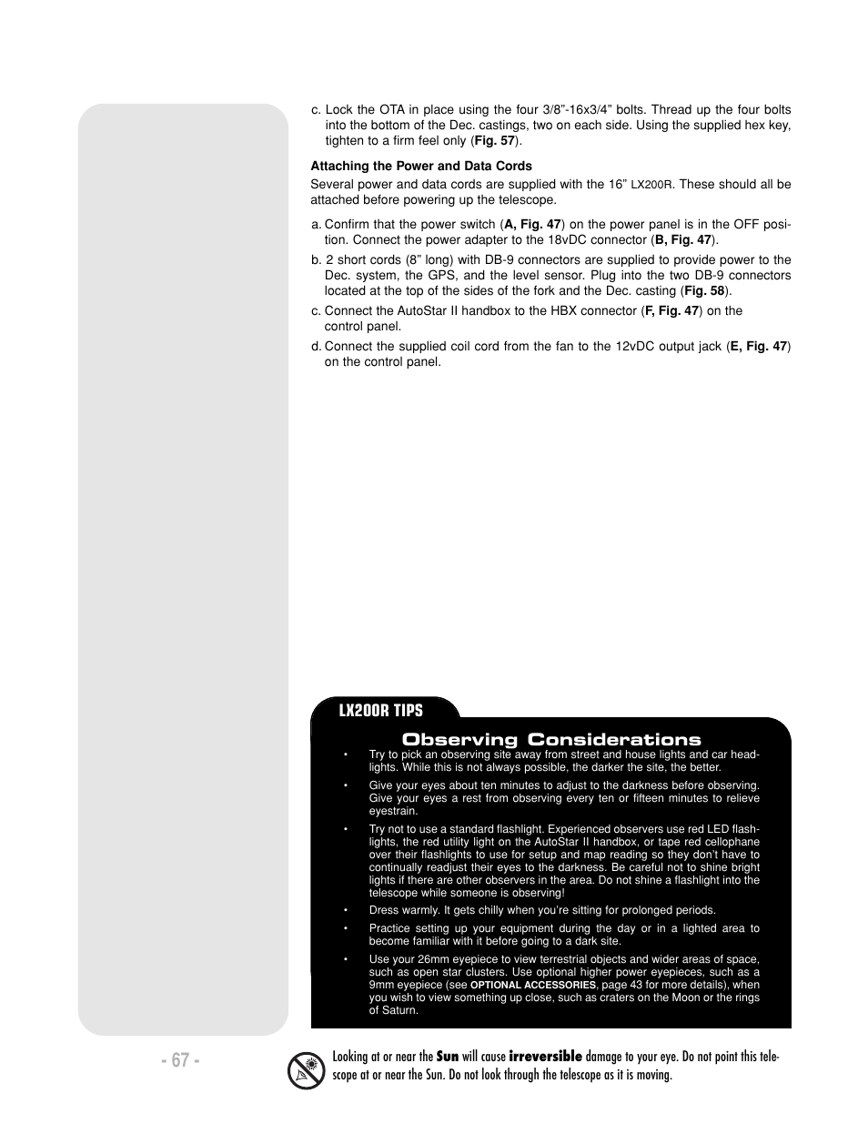 Observing considerations, Lx200r tips | Meade Instruments LX200-R User Manual | Page 67 / 76