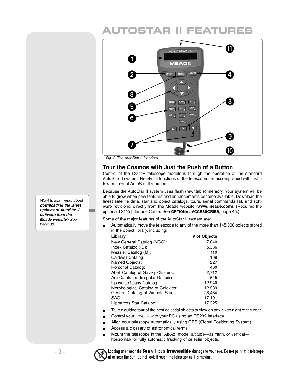 Autostar ii features | Meade Instruments LX200-R User Manual | Page 9 / 76