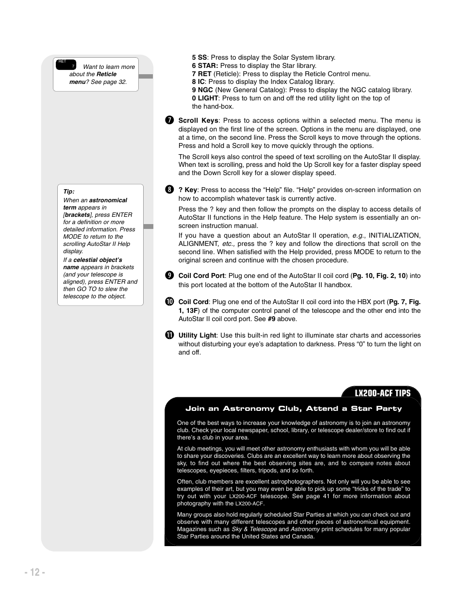 Lx200-acf tips | Meade Instruments LX200 ACF User Manual | Page 12 / 76