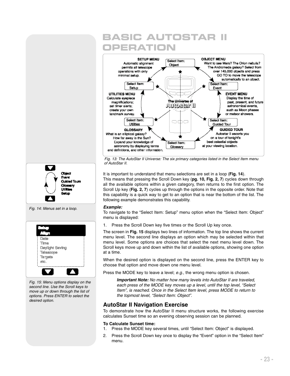 Basic autostar ii operation | Meade Instruments LX200 ACF User Manual | Page 23 / 76