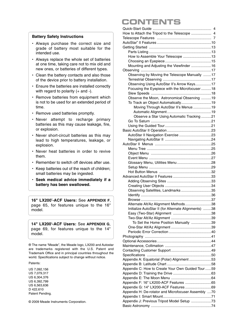Meade Instruments LX200 ACF User Manual | Page 3 / 76