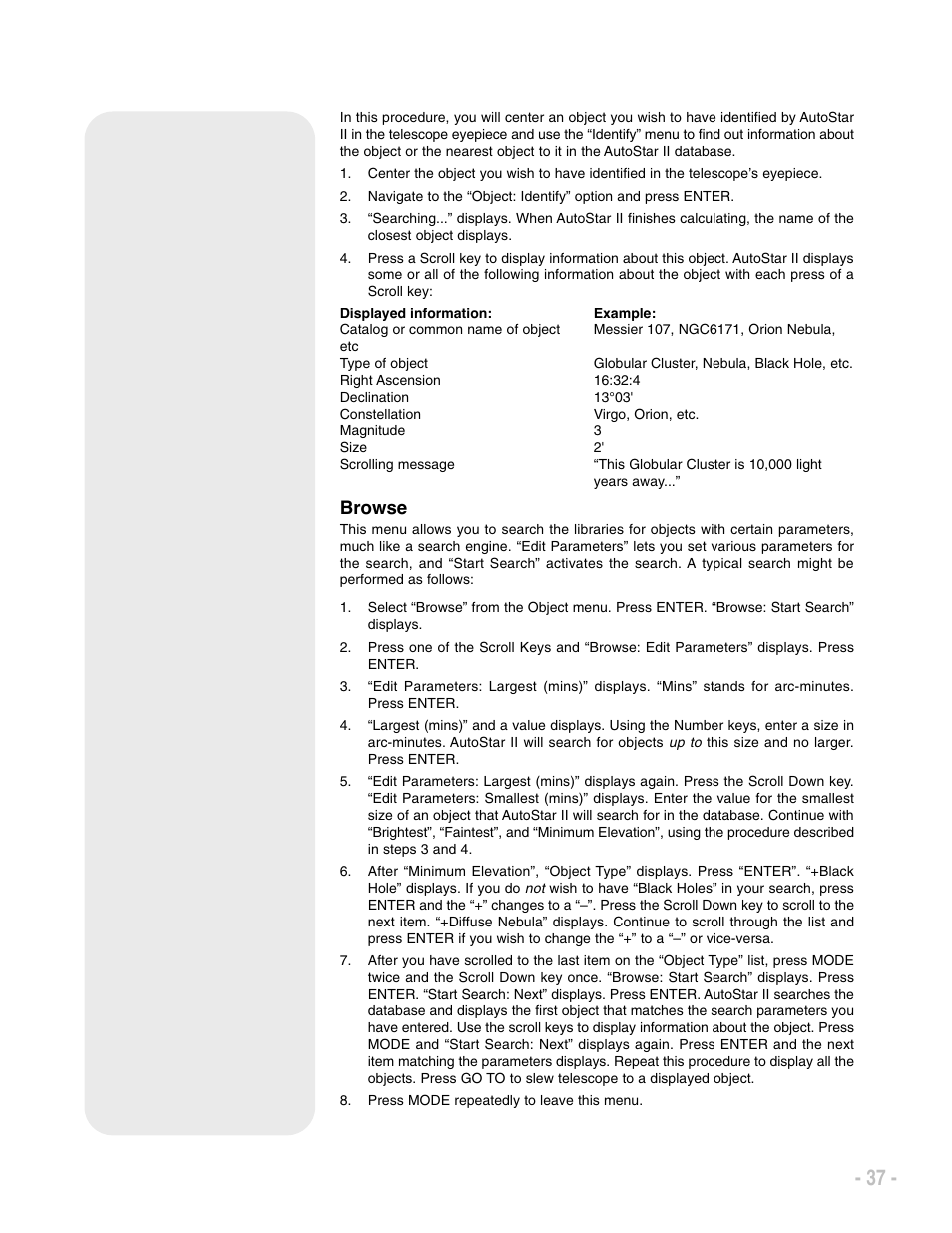 Browse | Meade Instruments LX200 ACF User Manual | Page 37 / 76