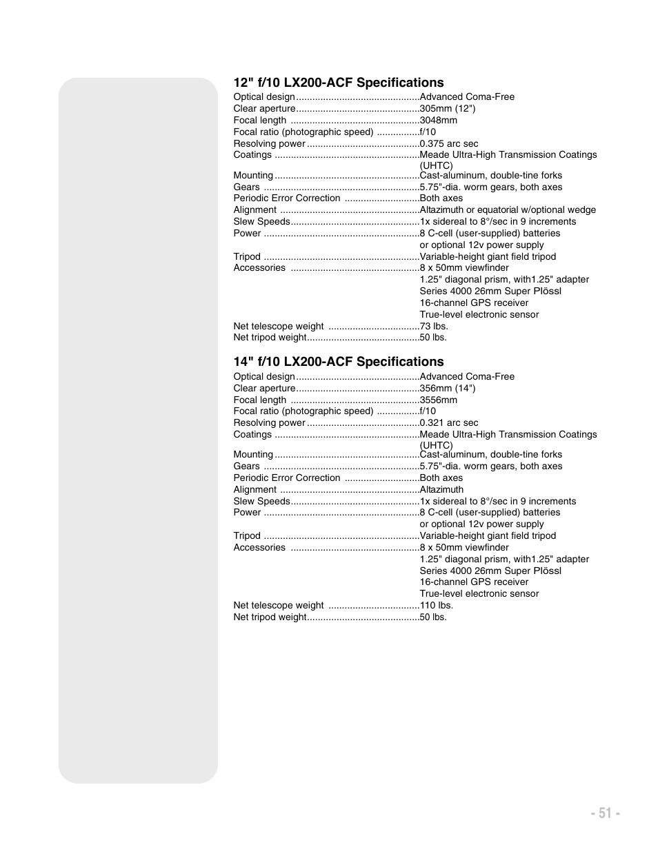 Meade Instruments LX200 ACF User Manual | Page 51 / 76