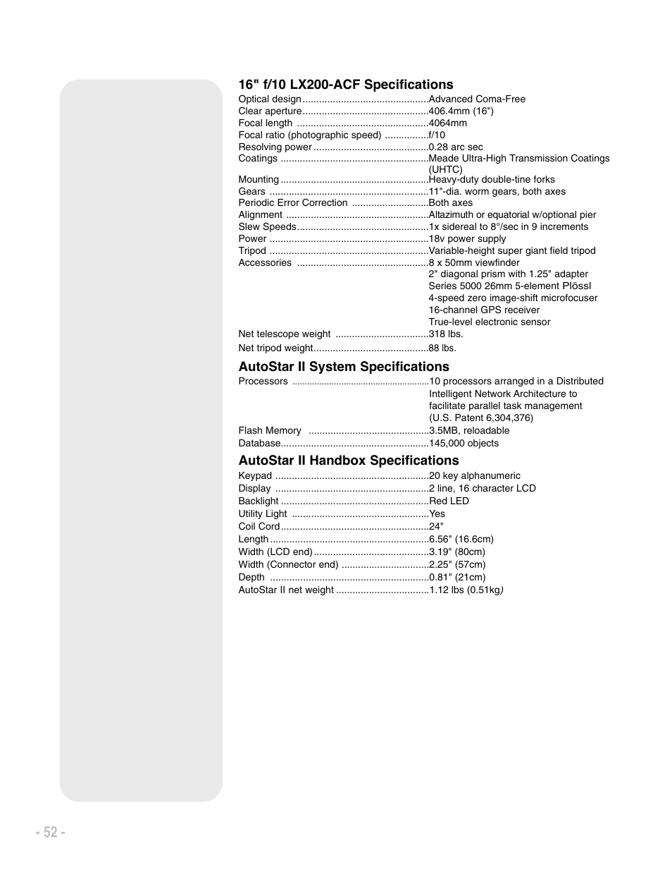 Meade Instruments LX200 ACF User Manual | Page 52 / 76