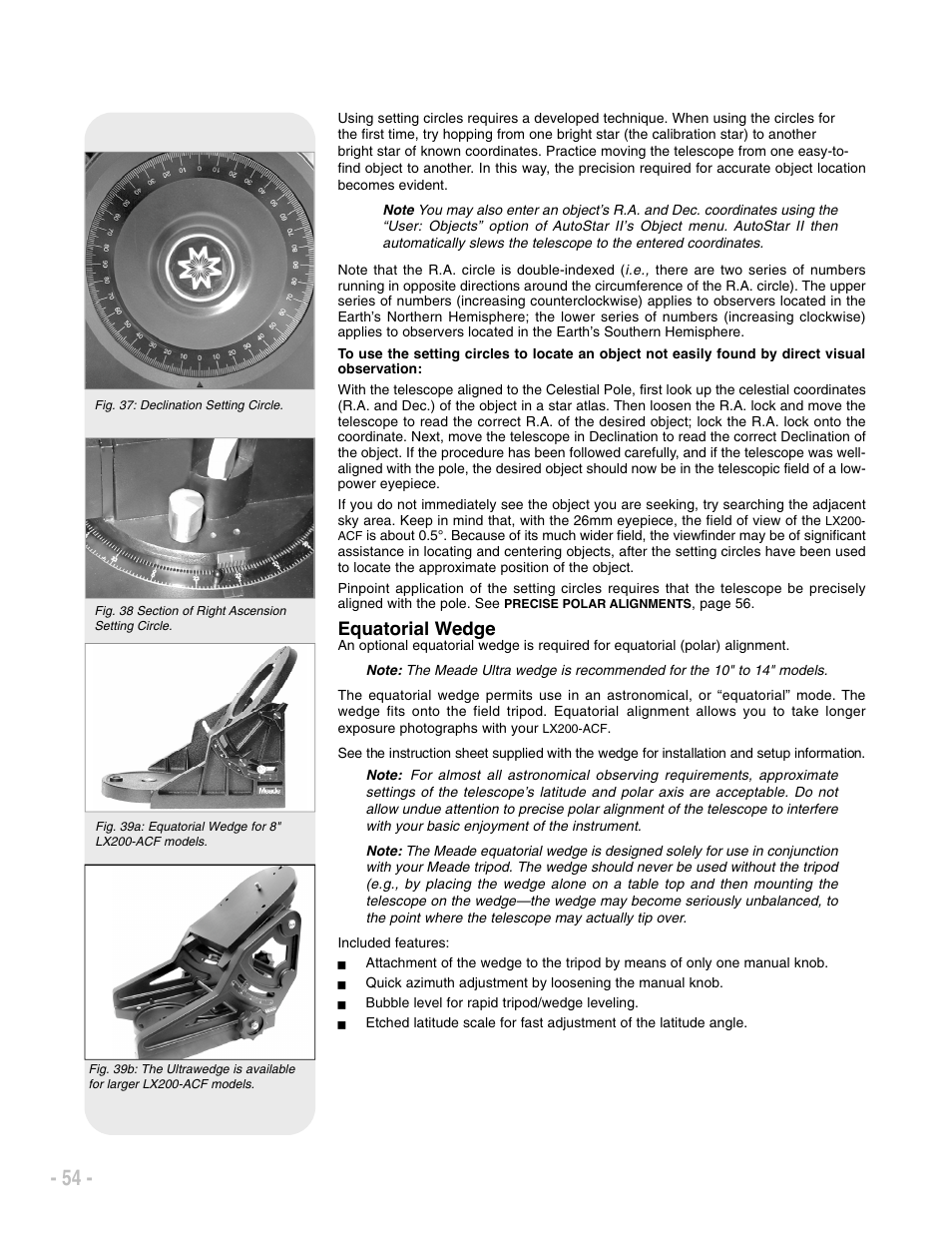 Equatorial wedge | Meade Instruments LX200 ACF User Manual | Page 54 / 76