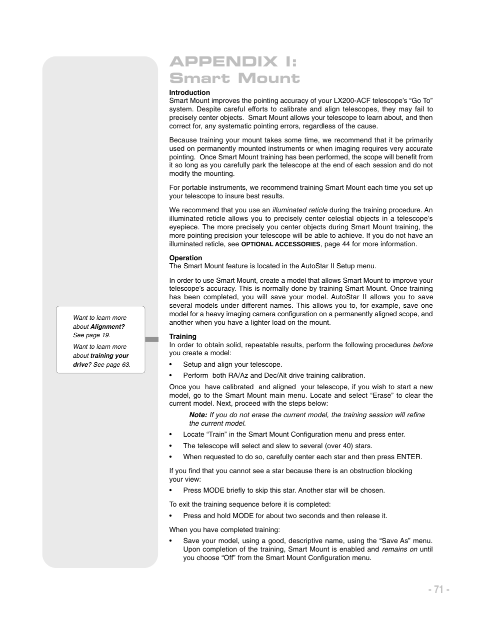 Appendix i: smart mount | Meade Instruments LX200 ACF User Manual | Page 71 / 76