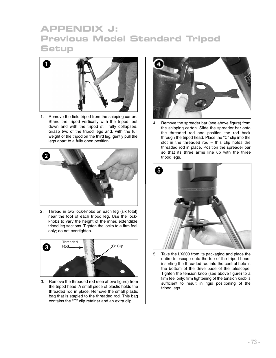 5appendix j: previous model standard tripod setup | Meade Instruments LX200 ACF User Manual | Page 73 / 76