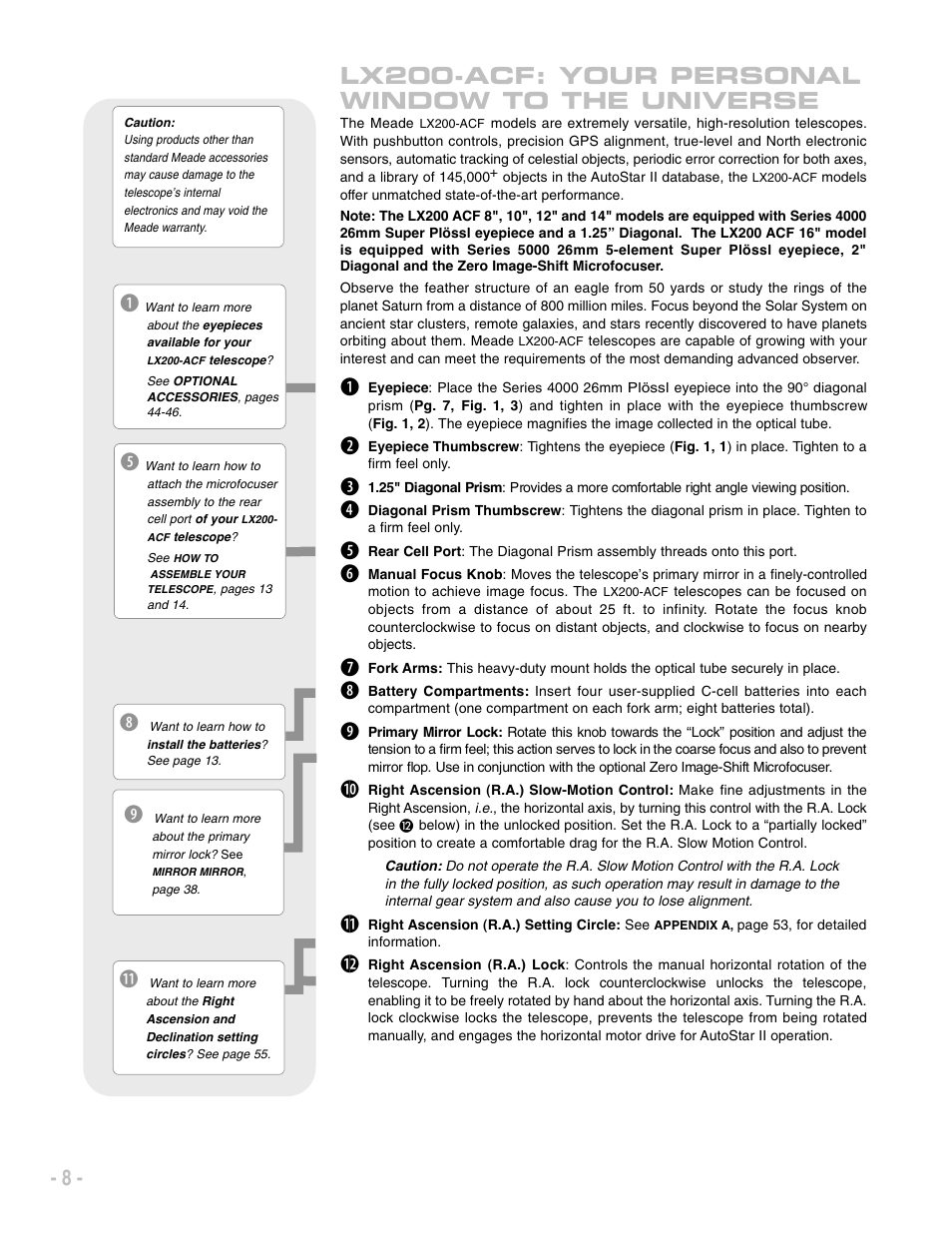 Lx200-acf: your personal window to the universe | Meade Instruments LX200 ACF User Manual | Page 8 / 76