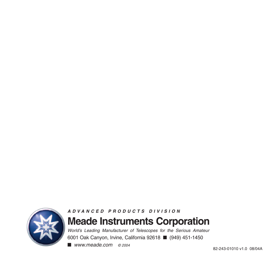 Meade instruments corporation | Meade Instruments CV-4 8 x 30 User Manual | Page 34 / 34