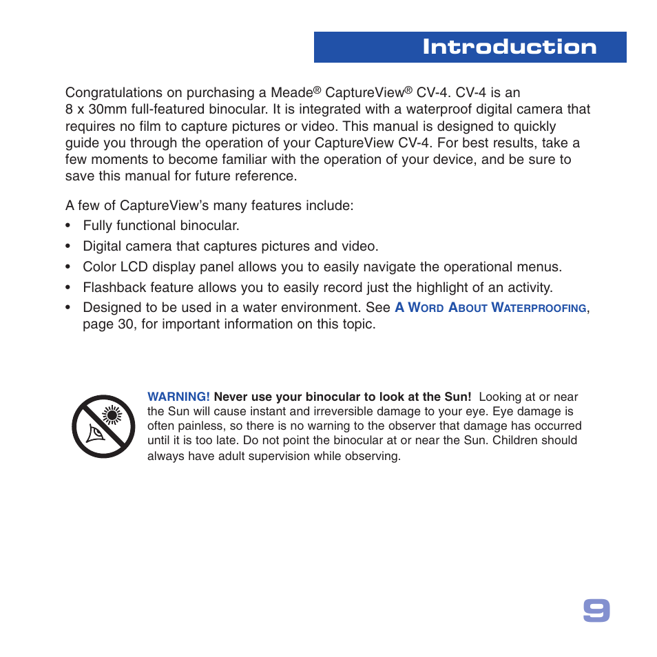 Introduction | Meade Instruments CV-4 8 x 30 User Manual | Page 8 / 34