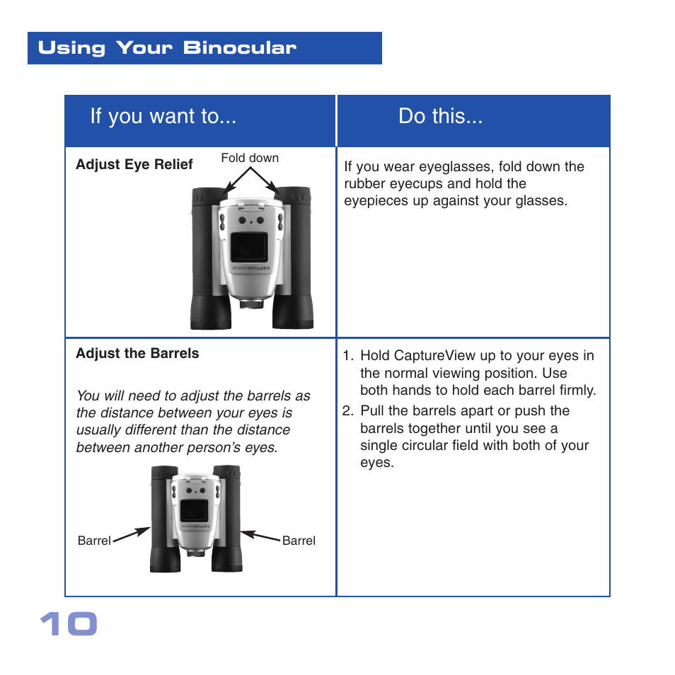 If you want to... do this | Meade Instruments CV-4 8 x 30 User Manual | Page 9 / 34