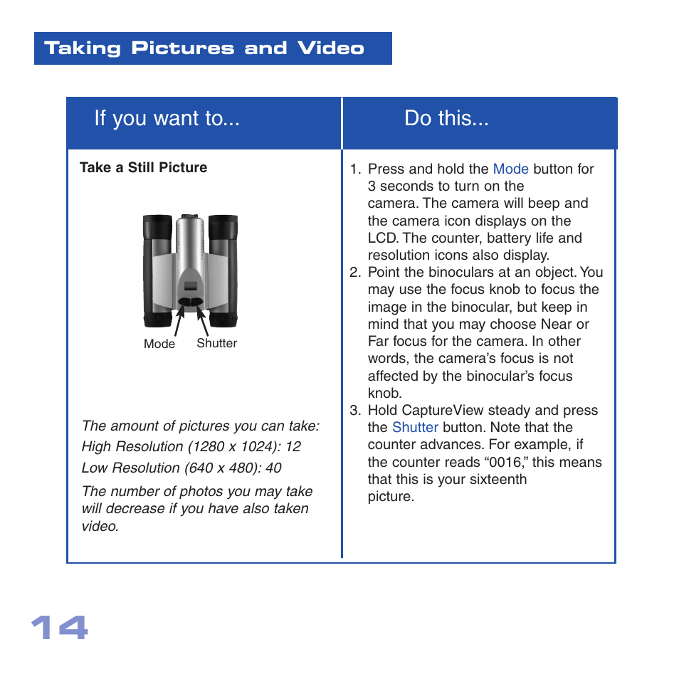 If you want to... do this | Meade Instruments CV-2 User Manual | Page 14 / 32