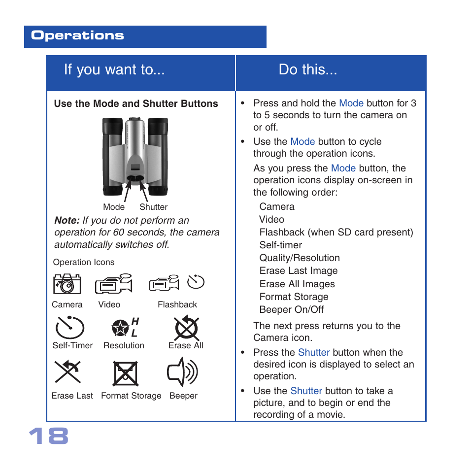 If you want to... do this, Operations | Meade Instruments CV-2 User Manual | Page 18 / 32