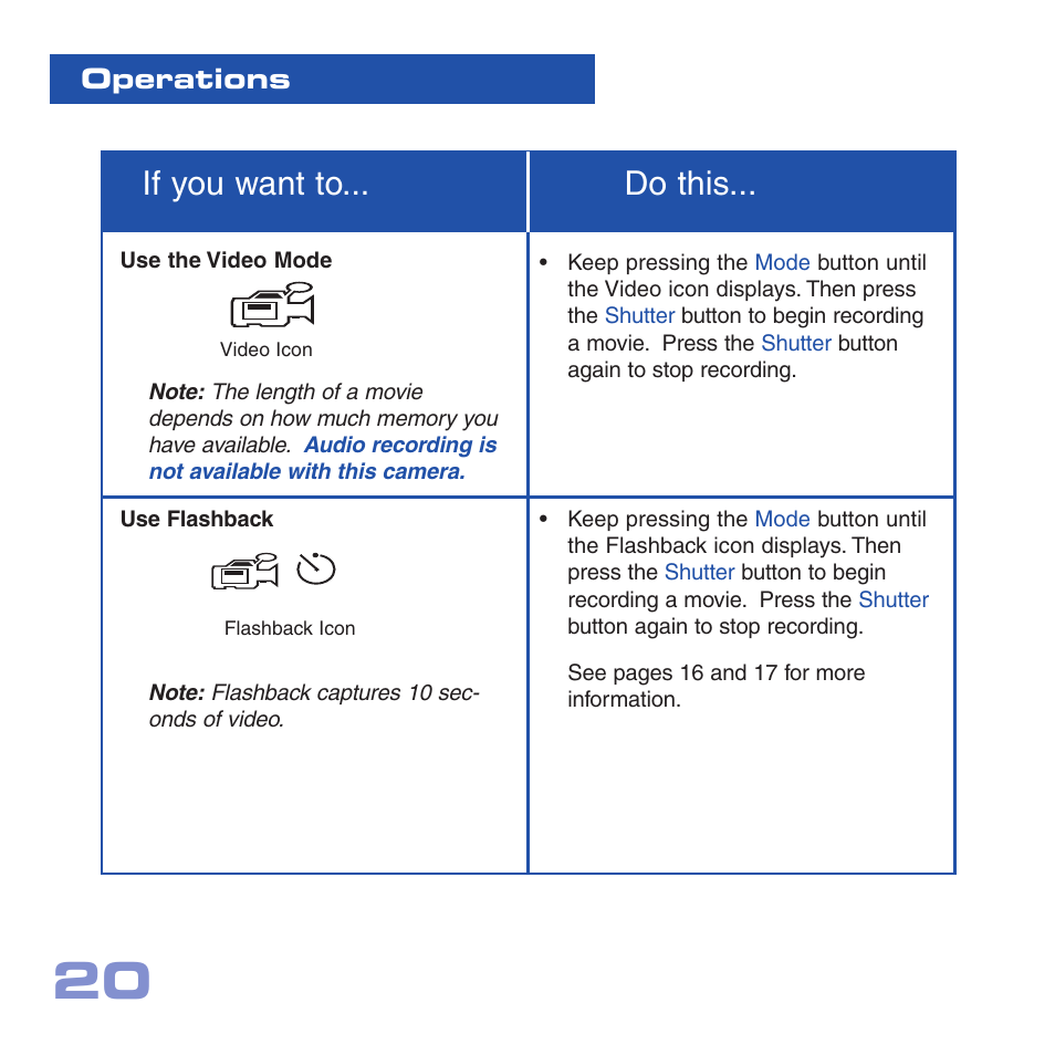If you want to... do this, Operations | Meade Instruments CV-2 User Manual | Page 20 / 32